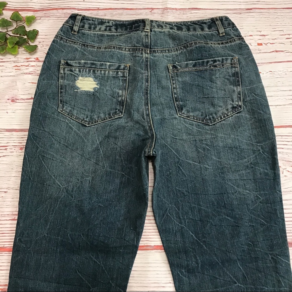 Missguided Denim Riot High Rise Crop Jeans Ripped - Picture 6 of 8